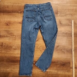 Arizona Jeans RELAXED FLEX Straight Mens 36x34(33) Blue Denim 5 Pocket Med Wash